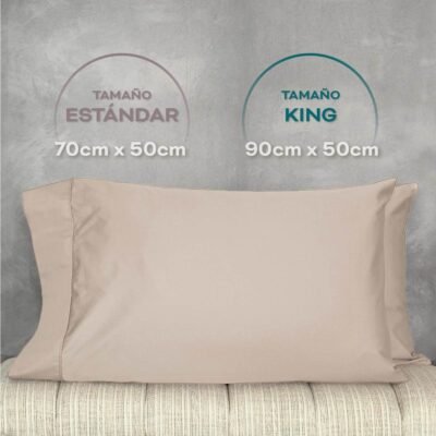 Set Fundas X 2 100% Algodón 300 Hilos Beige - Imagen 3