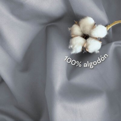 Sabana Ajustable 300 Hilos 100% Algodón Gris Plomo - Imagen 2