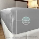 Sábana Ajustable 300 Hilos 100% Algodón Gris